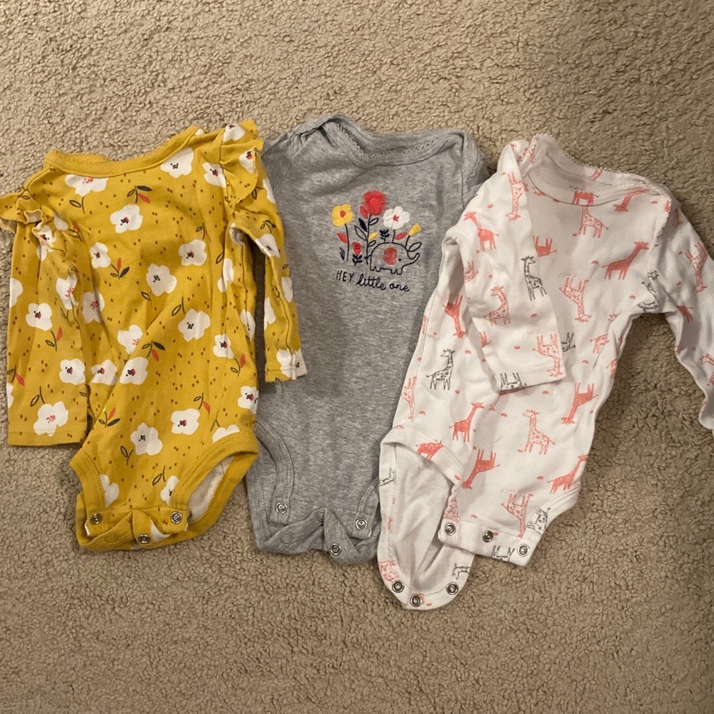Carter's Floral and Giraffe Bodysuit Trio